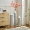 Modern Floor Vase Set Metal Vases With Geometric Pattern, 3 Piece Home Decor Set - White / Black - Image 12