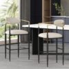 Counter Height Upholstered Bar Stools With Backs And Iron Legs For Kitchen Island (Set of 2) - Beige - Image 4