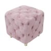 Modern Velvet Upholstered Ottoman, Exquisite Small End Table, Soft Foot Stool, Dressing Makeup Chair, Comfortable Seat For Living Room, Bedroom, Entrance - Pink - Image 7