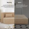 2 In 1 Convertible Sofa Bed, Full Size Folding Loveseat Couch With Soft Teddy Fabric, Floor Sofa Mattress With 2 Pillows, Space Saving Futon For Small Living Room, Dorm - Apricot - Image 9
