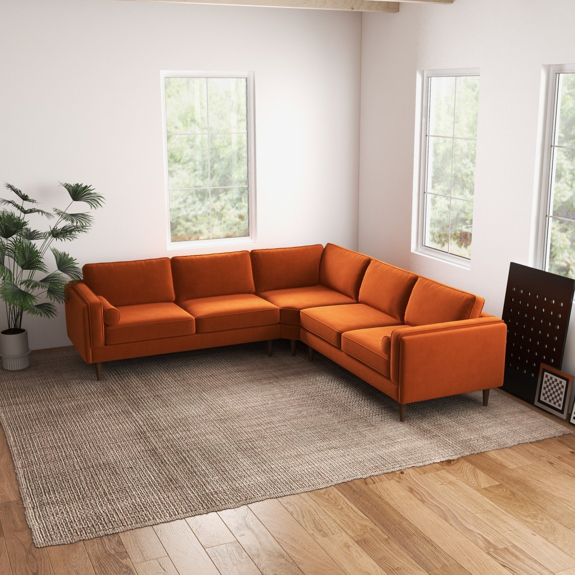 Amber - Corner Sectional Sofa - Orange - Image 13