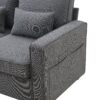 4 Seater Modern Linen Sofa With Armrest Pockets And 4 Pillows, Minimalist Style Couch - Dark Gray - Image 10