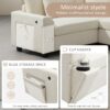 U Shaped Sectional Sofa 6 Seat Couch Set With Oversized Ottoman, Hidden Armrest Storage And Cup Holders USB Charging Ports Wide Seat Sofa - Off White - Image 22