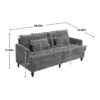 Mid Century Modern Chenille Fabric Loveseat Sofa, 2 Seat Upholstered Couch, Brown Wood Feet - Gray - Image 3