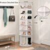 7 Tier Rotating Shoe Rack With High Base Design, Freestanding 360° Organizer For 28 Pairs - White - Image 8