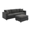 Modern Sectional Sofa, L-Shaped Couch Set With 2 Free Pillows, 4 Seat Polyester Fabric Couch Set With Convertible Ottoman - Dawn Gray - Image 3
