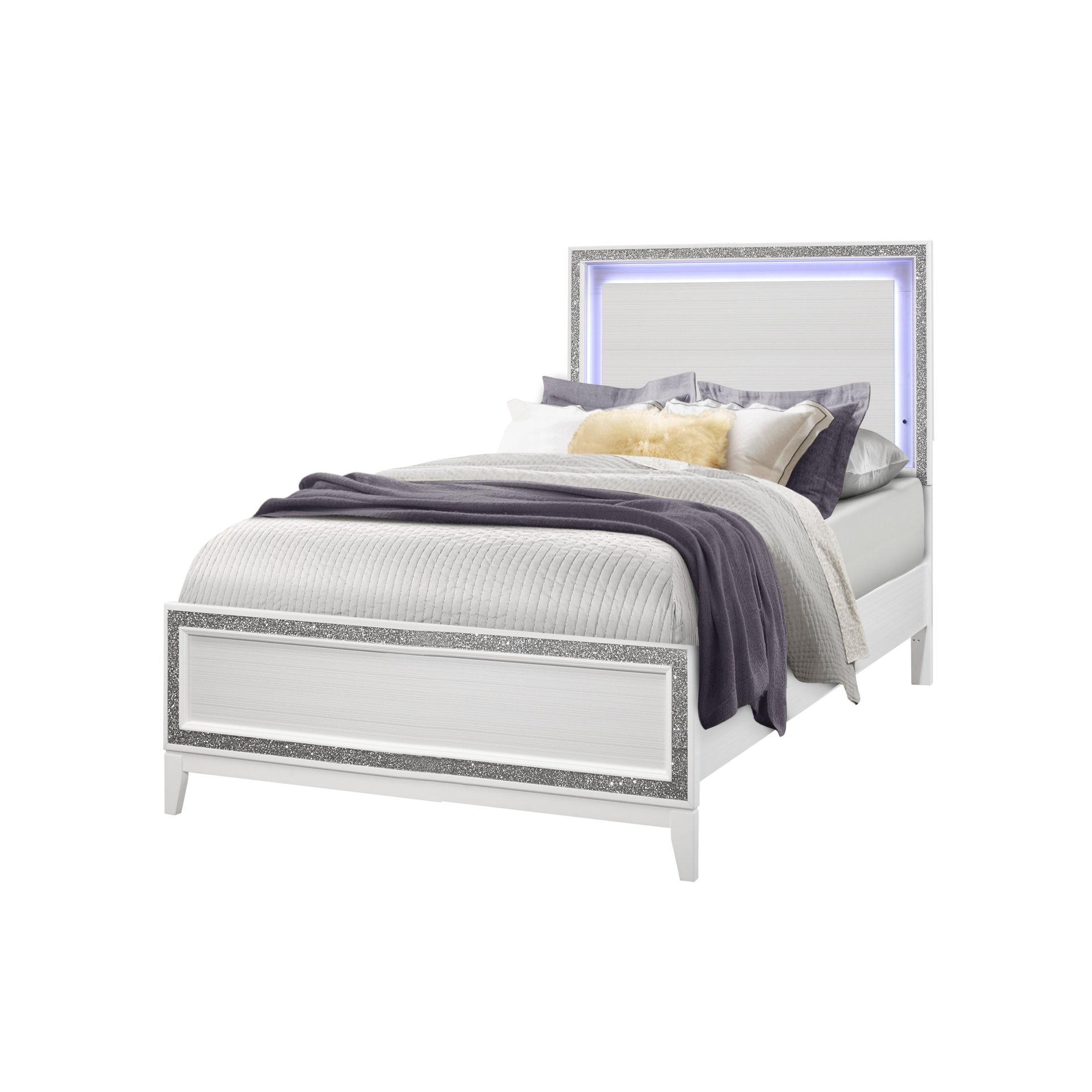 Almera - Full Bed - Glitter White - Image 4