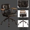 Hallie - Top Grain Leather Office Chair - Vintage Black - Image 5