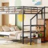 Full Over Full Bunk Bed With Lateral Storage Ladder And Wardrobe - Black - Image 9