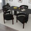 Modern Accent Chair Teddy Upholstered Armchair With Open Back 3 Legs Barrel Dining Chair - Black - Image 9