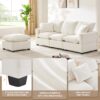 Modern Modular Sofa, 4 Seat Chenille Sectional Couch Set With 2 Pillows Included, Freely Combinable Indoor Funiture - White - Image 15