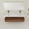 Modern Wall Mounted Bathroom Vanity With Dual Resin Sink And Soft Close Drawers - Brown Ebony - Image 5