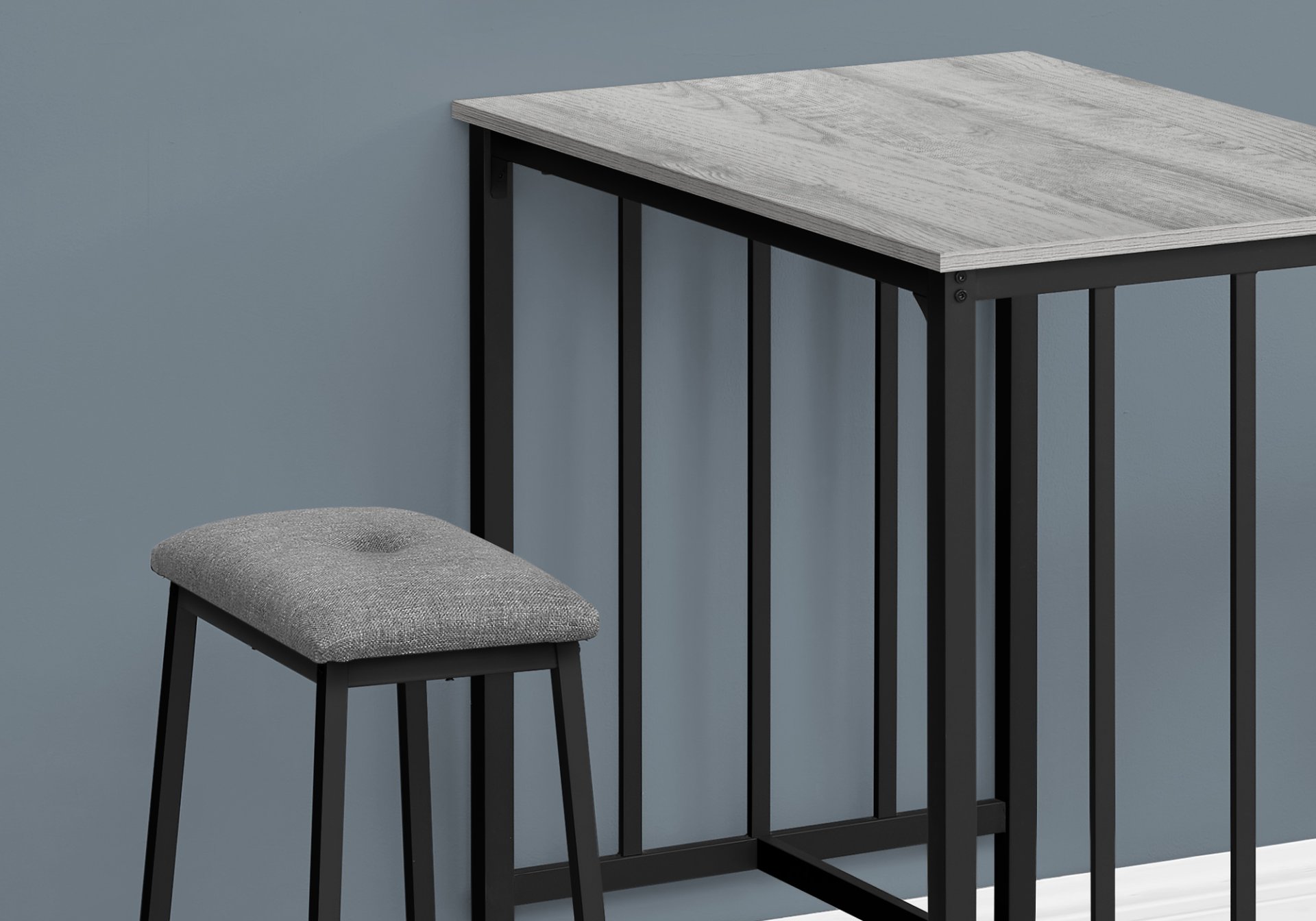 3 Pieces Dining Set, Counter Height, Rectangular, Small, Contemporary & Modern - Gray - Image 4
