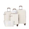 5 Piece Set (20"24"28 +A Travel Bag And A Toiletry Bag), Pp Hardshell Carry On Luggage Set With Tsa Lock Carry On Suitcase Luggage Durable Suitcase - White - Image 5