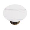 53.15" Modern Artificial Stone Round Panel Metal Iron Base Dining Table, Can Accommodate 6 People, (Not Including Chairs) - White / Black - Image 6