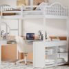 Full Loft Bed With U Shaped Desk, Storage Compartments And Tri Fold Mirror - White - Image 21