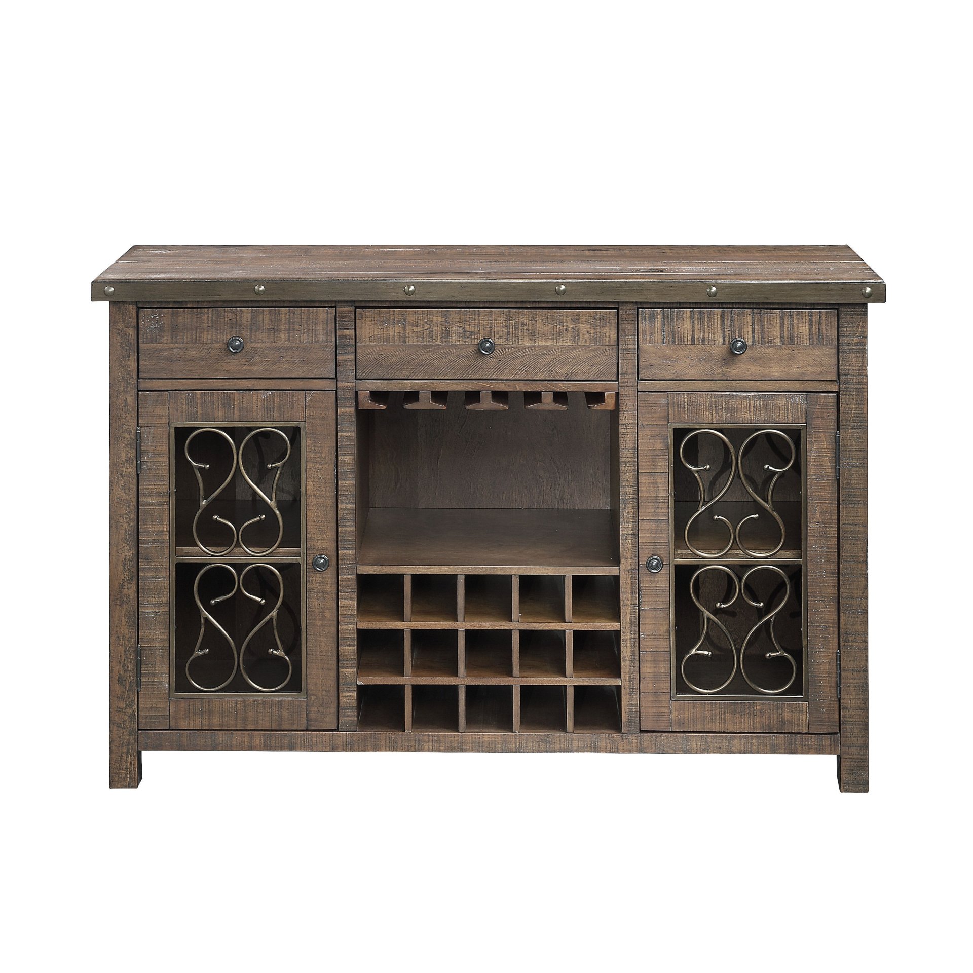 Raphaela - Server With Cup Holder & Wine Rack - Cherry - Image 4