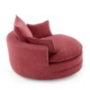 360° Swivel Sofa Chair Accent Barrel Chair With Dual Layer Cushion And Removable Pillows - Red - Image 14