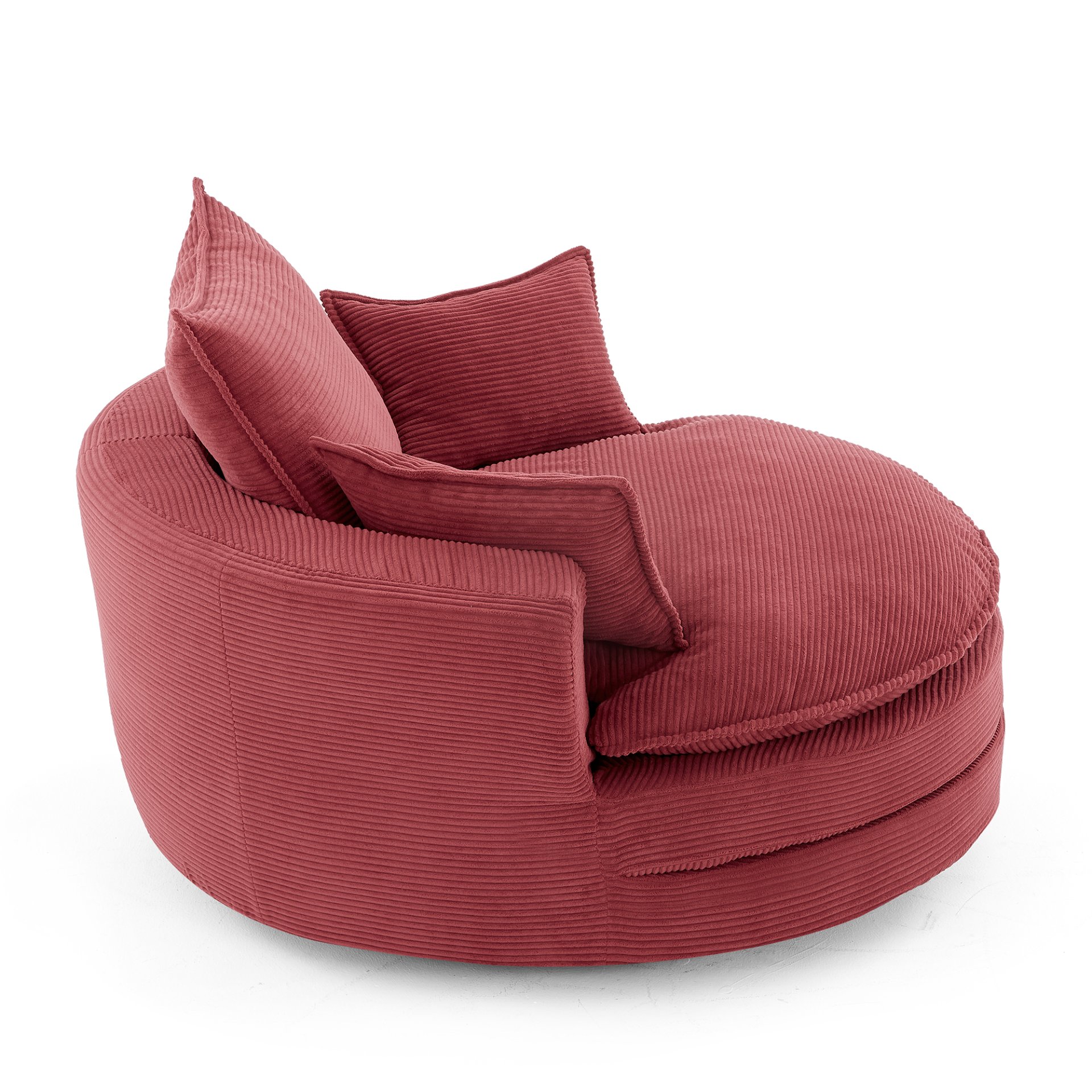 360° Swivel Sofa Chair Accent Barrel Chair With Dual Layer Cushion And Removable Pillows - Red - Image 14
