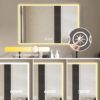 Modern LED Bathroom Vanity Mirror With Aluminum Frame, 45° Beveled Lights, Anti Fog - Silver - Image 11