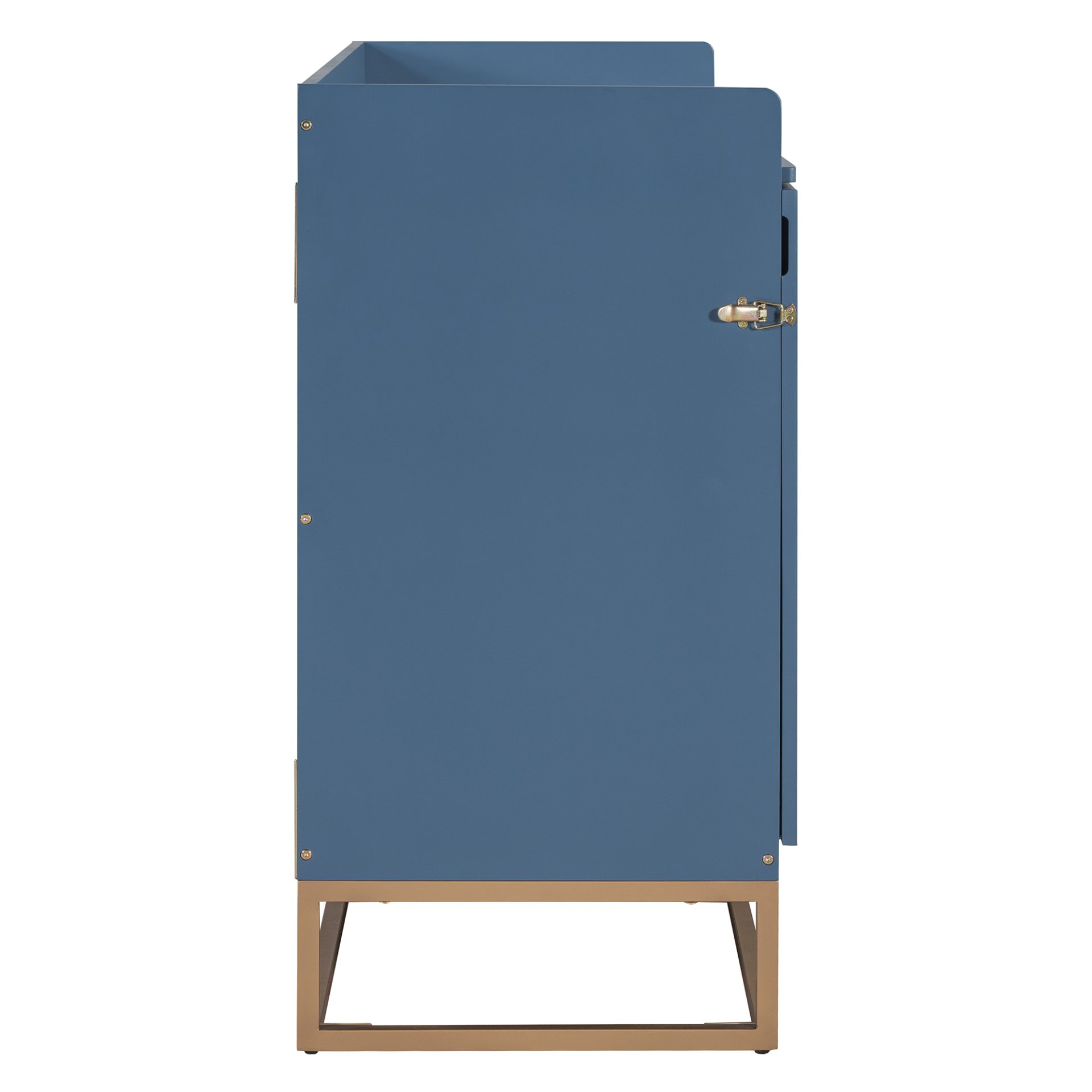 Queen Size Murphy Bed With Iron Legs, Modern Design - Blue - Image 7