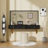 Floating Shelf With Drawer, Multi-Purpose Wall-Mounted Vanity Table, Mounted Desk, Floating Table For Bedroom, Bathroom, Hairdressers - Black / Golden - Image 2
