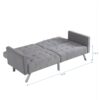 Futon Sofa Bed Convertible Folding Lounge Couch, Armrests - Light Gray - Image 15