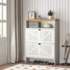 4 Layer Folding Shoe Cabinet With Metal Rounded Corners Convenient Shoe Storage - White - Image 6