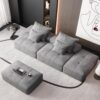 Modern Oversized Modular Sectional Sofa With 2 Ottoman And 2 Seat, Sparkling Chenille Fabric Soft Cushion Sofa With 4 Pillows, 4 Pieces Diy Combination Tufted Sofa, No Assembly Required - Gray - Image 9