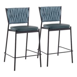 Tania - Braided Contemporary Counter Stool (Set of 2) - Black / Green / Sea Green
