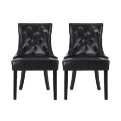 Cheney - Dining Chair (Set of 2) - Contemporary Style With Tufted Diamond Stitching - Black