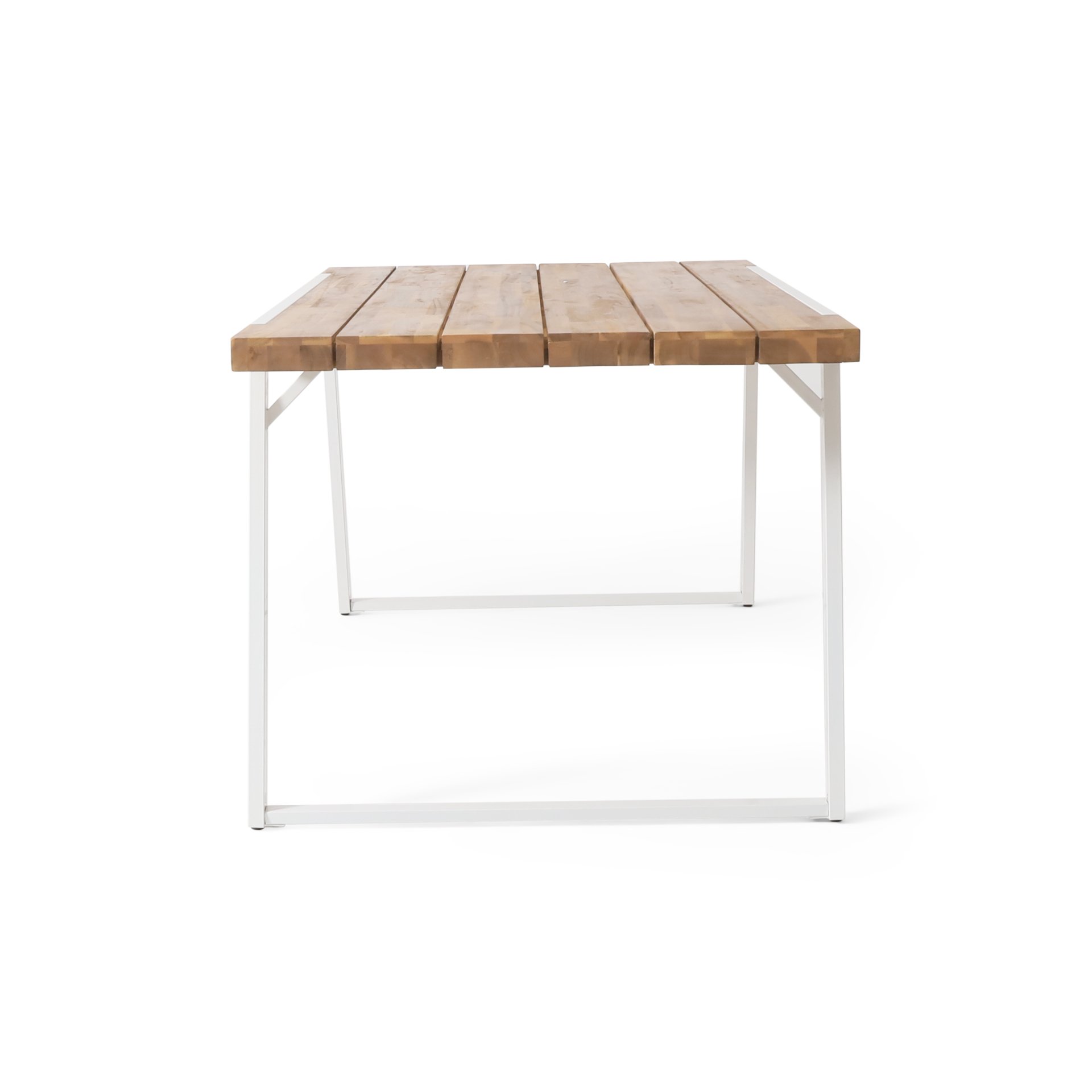 Outdoor Dining Table With Slat Top - Teak / White - Image 5