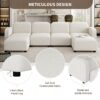 Velvet Modular Sectional Sofa, U Shaped Reversible Couch Set, Free Combination, 6 Seat Sleeper Cloud Sofa Bed With Ottoman, Convertible Oversized Indoor Furniture Pieces - Beige - Image 16