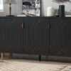 Modern TV Stand With 3 Doors And Adjustable Shelves For Living Room, Fits TVs Up To 70" - Black - Image 7