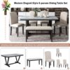 6 Piece Dining Table Modern Style With 4 Chairs & 1 Bench, Table With Marbled Veneers Tabletop And V-Shaped Table Legs - White - Image 5