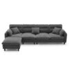 Modern Convertible Sectional Sofa L Shaped Reversible Couch Set With Free Pillows 5 Seat Cloud With Ottoman - Gray - Image 2