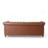 Comfy 3 Seat Sofa With Wooden Legs, Retro Style For Living Room And Study - Light Brown - Image 4