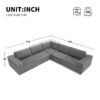 Modular L Shaped Sectional Sofa, Luxury Floor Couch Set, Upholstered Indoor Furniture, Foam - Filled Sleeper Sofa Bed 5 Pieces Free Combination - Gray - Image 22