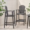 Outdoor Acacia Wood Adirondack Barstools (Set of 2) - Natural Stained - Dark Gray - Image 7