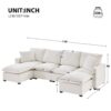 Modern U-Shape Modular Sofa, 6 Seat Chenille Sectional Couch Set With 2 Pillows Included, Freely Combinable Indoor Funiture - White - Image 25