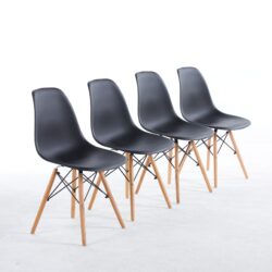 Chair, KD Leg, Plastic Seat (Set of 4) - Black