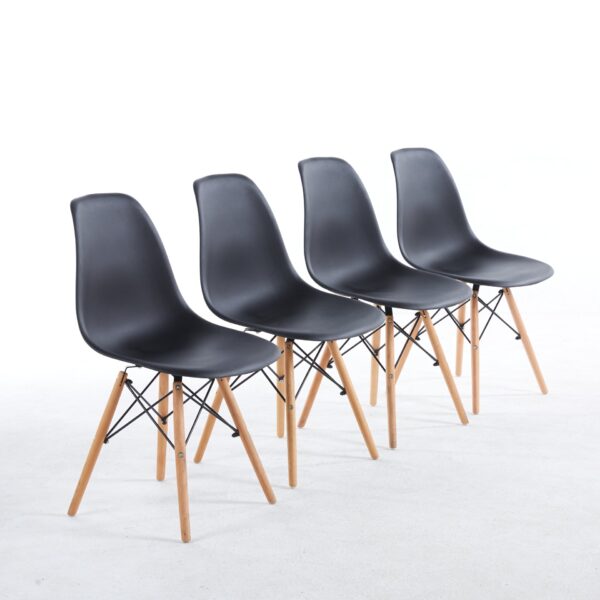 Chair, KD Leg, Plastic Seat (Set of 4) - Black