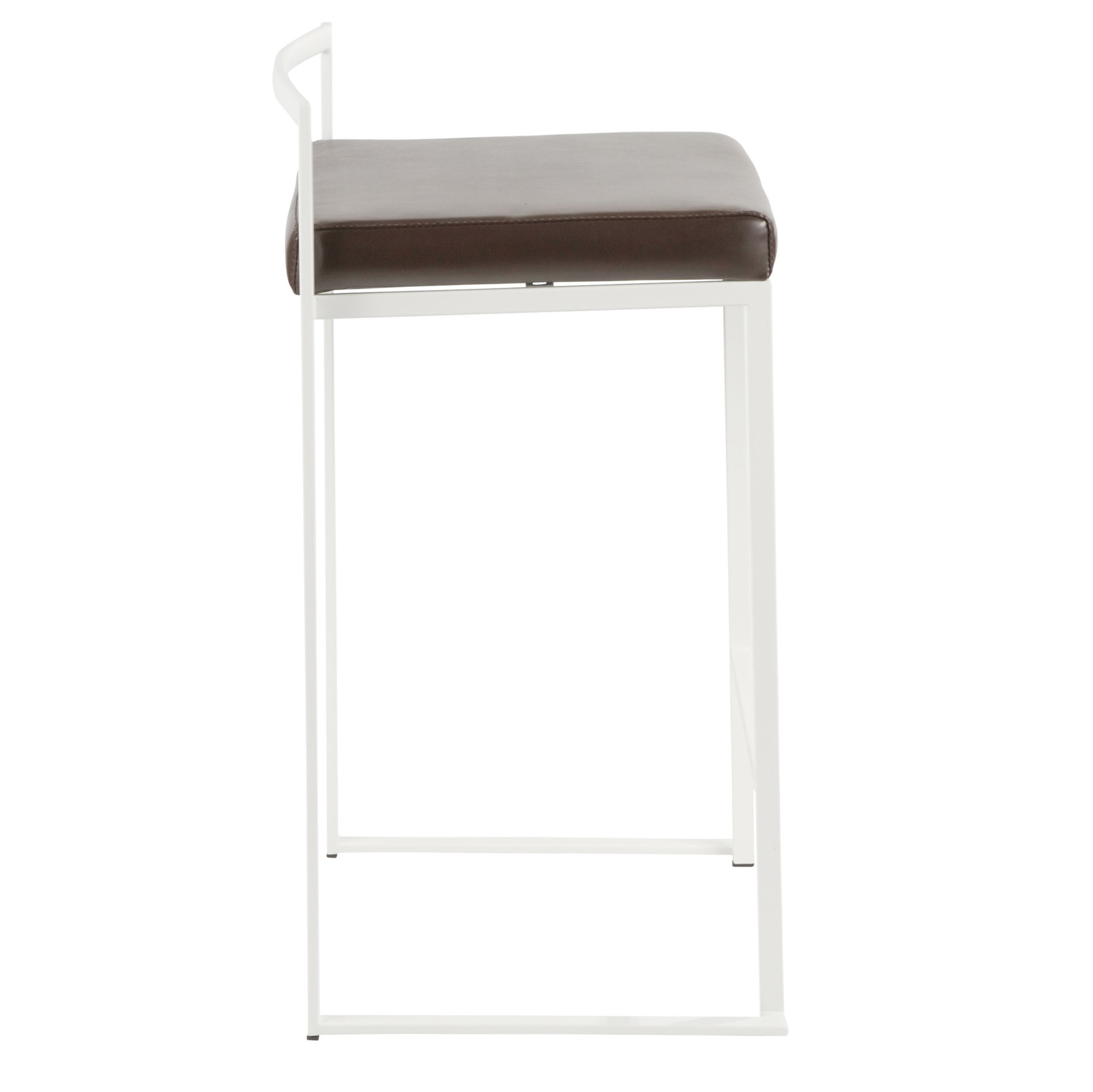 Fuji - Contemporary Stackable Counter Stool (Set of 2) - White / Brown - Image 3