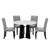 5 Piece Round Dining Table Set, Dining Table And 4 Upholstered Chairs For Dining Room, Kitchen Room, Living Room - White / Gray - Image 9