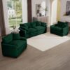 Warm And Cozy Home Theater Sofa Set With Soft Cushions 2 Seater And 2 Singles - Green - Image 5