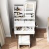 Fashion Vanity Desk With Mirror And Lights For Makeup, Hair Dryer Holder And Chair, Adjustable Lighting - White - Image 4