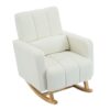 Accent Rocking Chair With Pillow, Spacious & Comfortable Seating For Living Room Or Bedroom - Cream White - Image 11