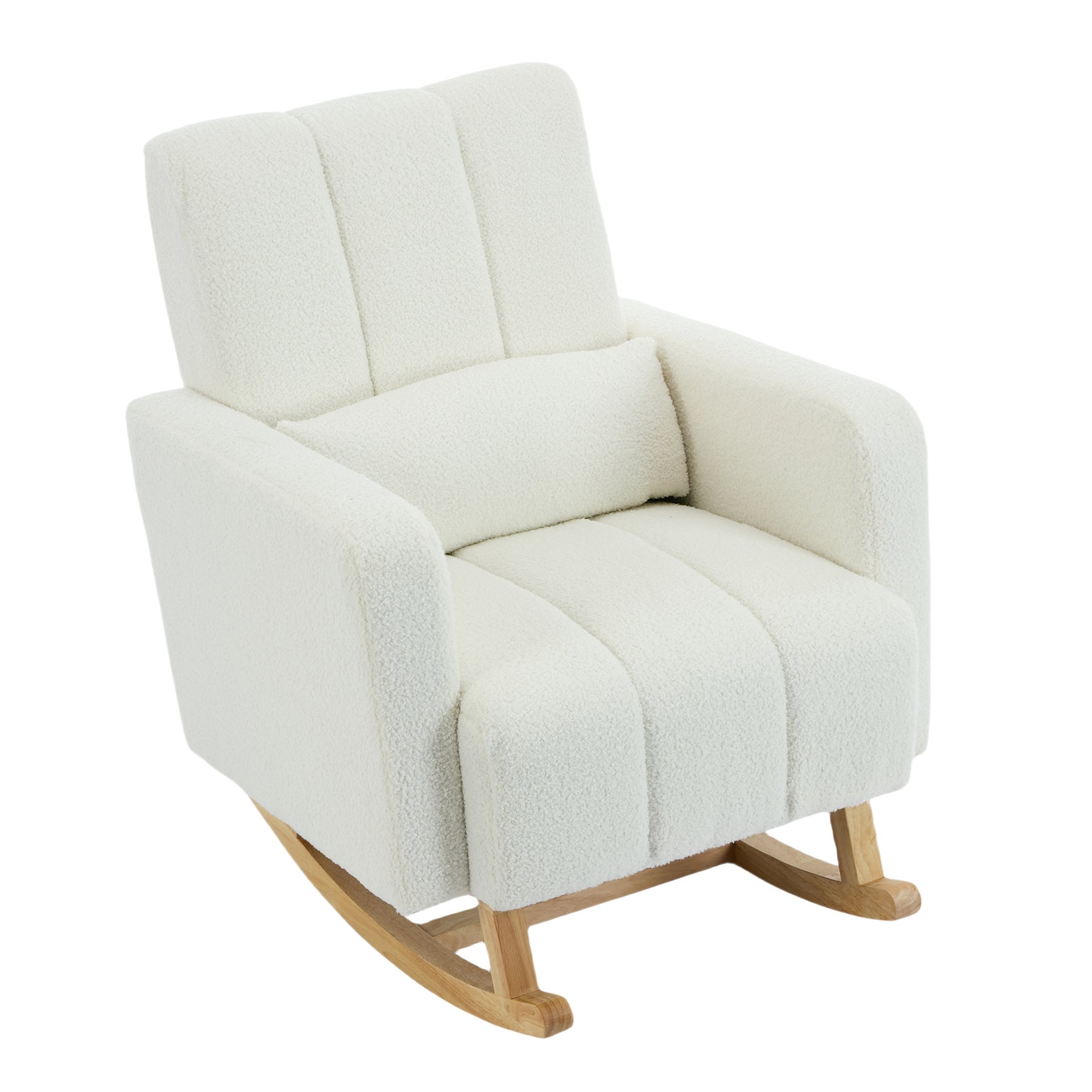 Accent Rocking Chair With Pillow, Spacious & Comfortable Seating For Living Room Or Bedroom - Cream White - Image 11