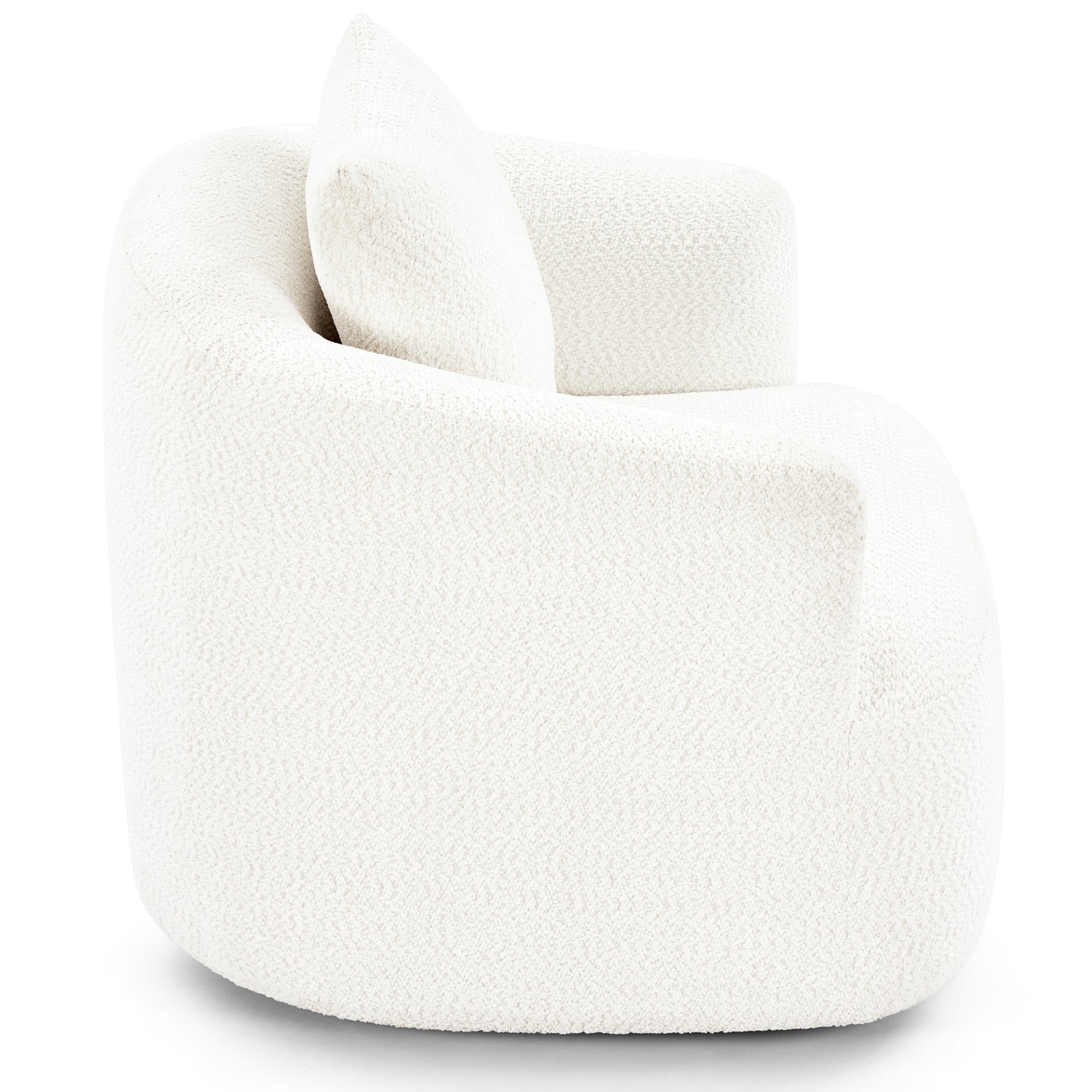 360° Swivel Barrel Sofa Chair With Throw Pillow, Chenille Upholstered Accent Chair - Beige - Image 15