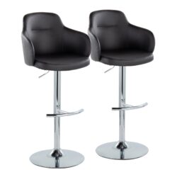 Boyne - Contemporary Adjustable Barstool With Swivel With Rounded T Footrest (Set of 2) - Chrome / Black